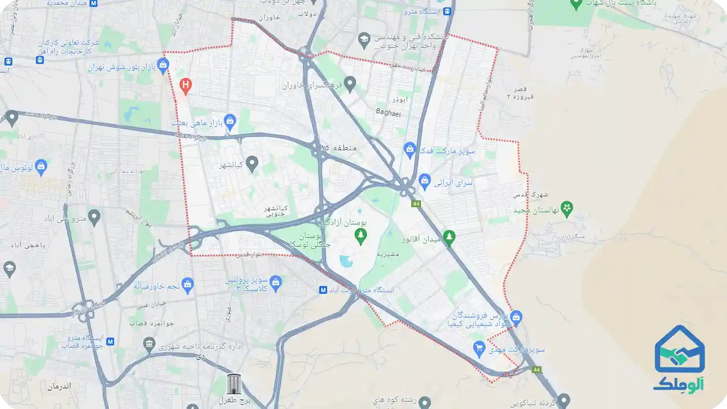 نقشه منطقه ۱۵ تهران